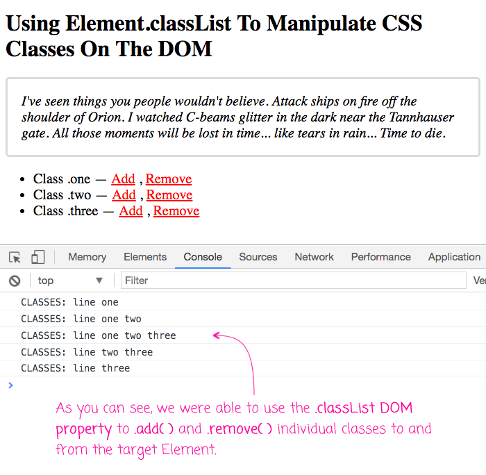 Современные методы HTML5 для изменения классов Современные браузеры добавили classList, который предоставляет методы, облегчающие манипулирование классами