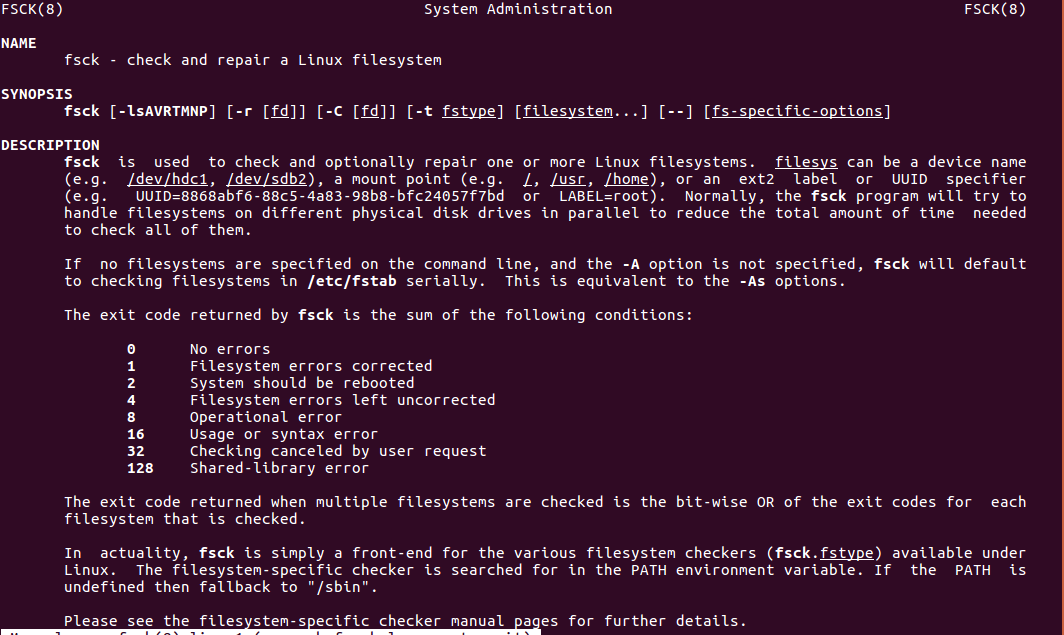 Проверка файловой системы на ошибки с помощью fsck на linux | linux-notes.org