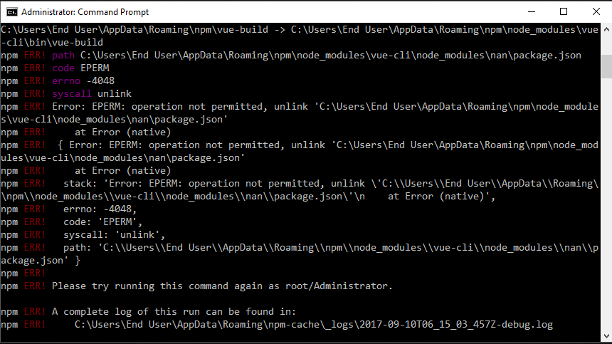 Node.js - npm install дает ошибку после стольких предупреждений - question-it.com