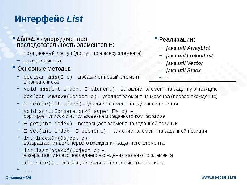 Interface list