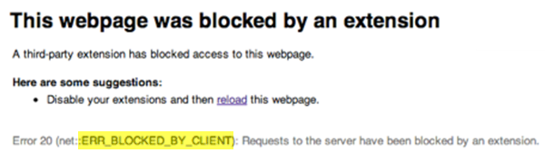 Веб-страница заблокирована расширением