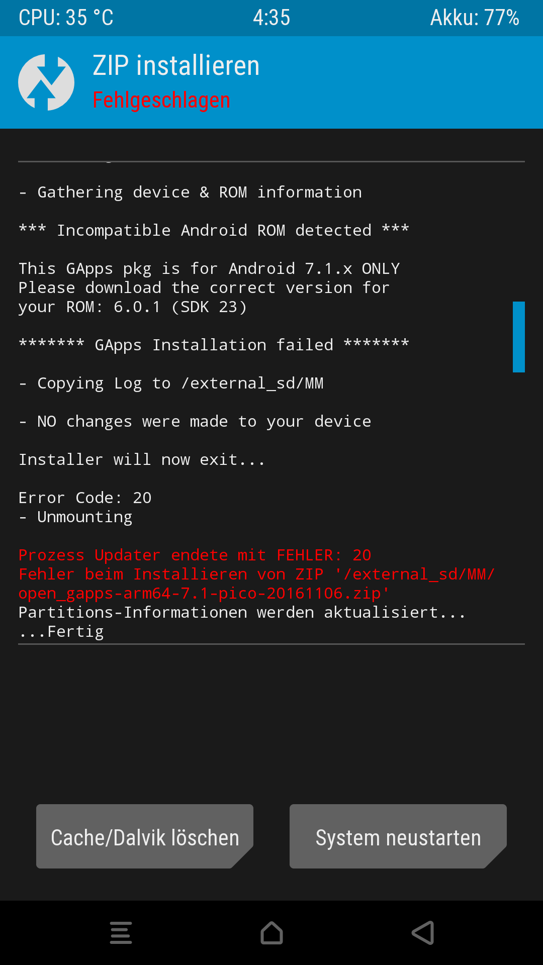Installing system update. Gapps Прошивка. TWRP Error 1. System failed Android. System failed на телефоне.