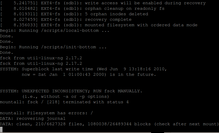 Проверка и исправление ошибок файловой системы с помощью команды fsck в linux